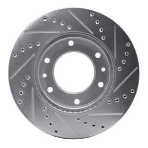 Hyundai Entourage Brake Rotor (1) - Front Left - R1 Concepts - Drilled & Slotted - Silver - `06-`14